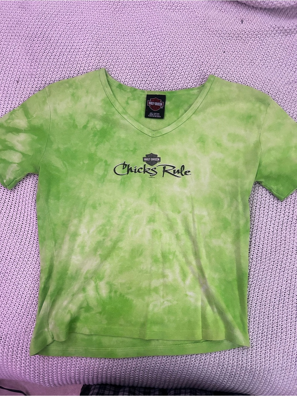 Harley-Davidson Lime Green Tie-Dye "Chicks Rule" Short Sleeve Tee